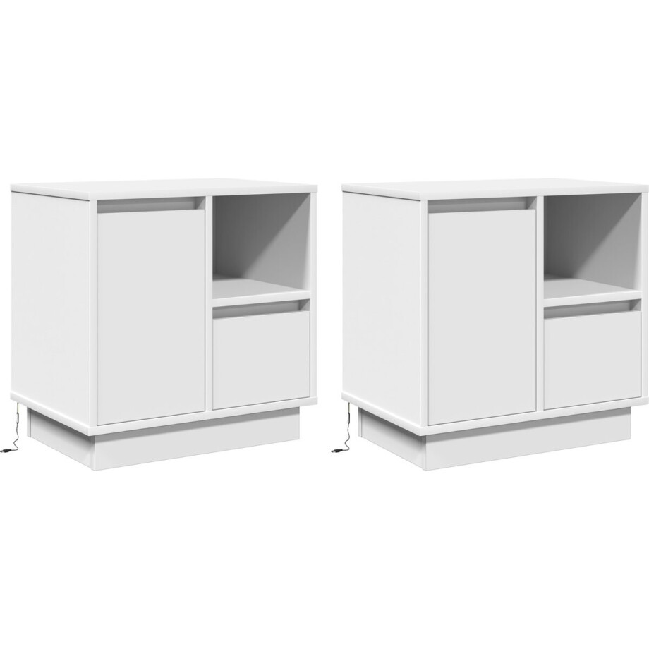 vidaXL - Nachtkastje - 2 - st - Wit - 50 - x - 34,5 - x - 50 - cm. - Bewerkt - hout vidaXL - Nachtkastje - 2 - st - Wit - 50 - x - 34,5 - x - 50 - cm. - Bewerkt - hout afbeelding 1