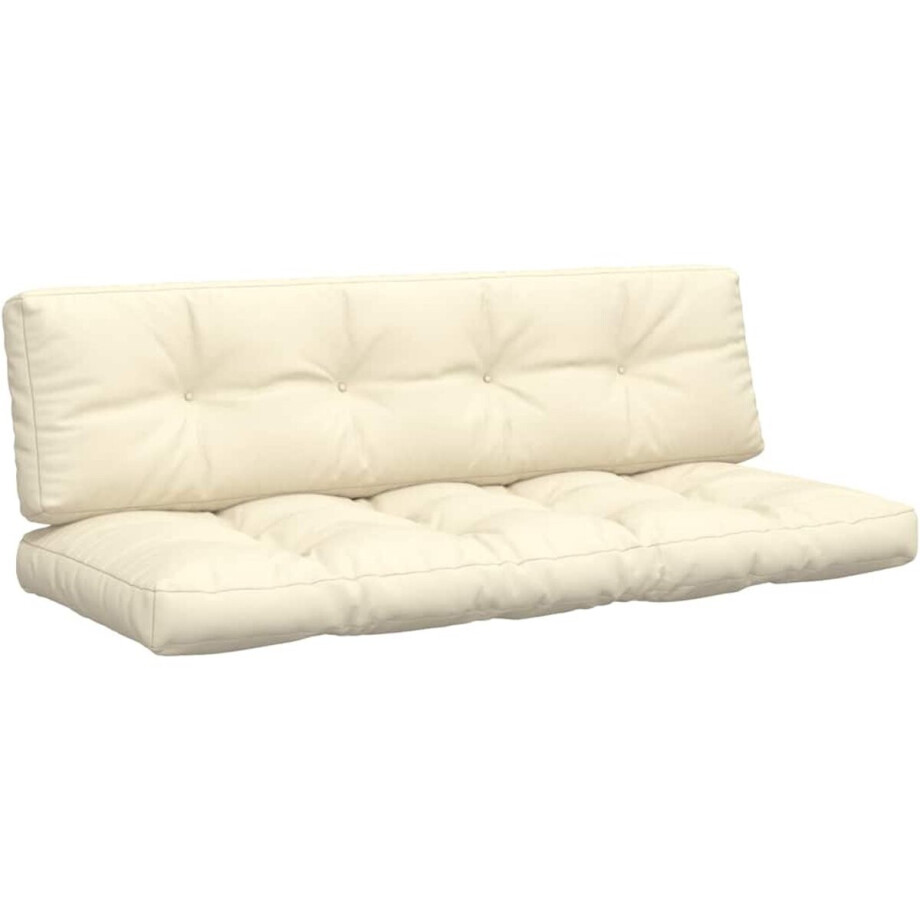 vidaXL - Palletkussens - 2 - st - stof - crèmekleurig afbeelding 1