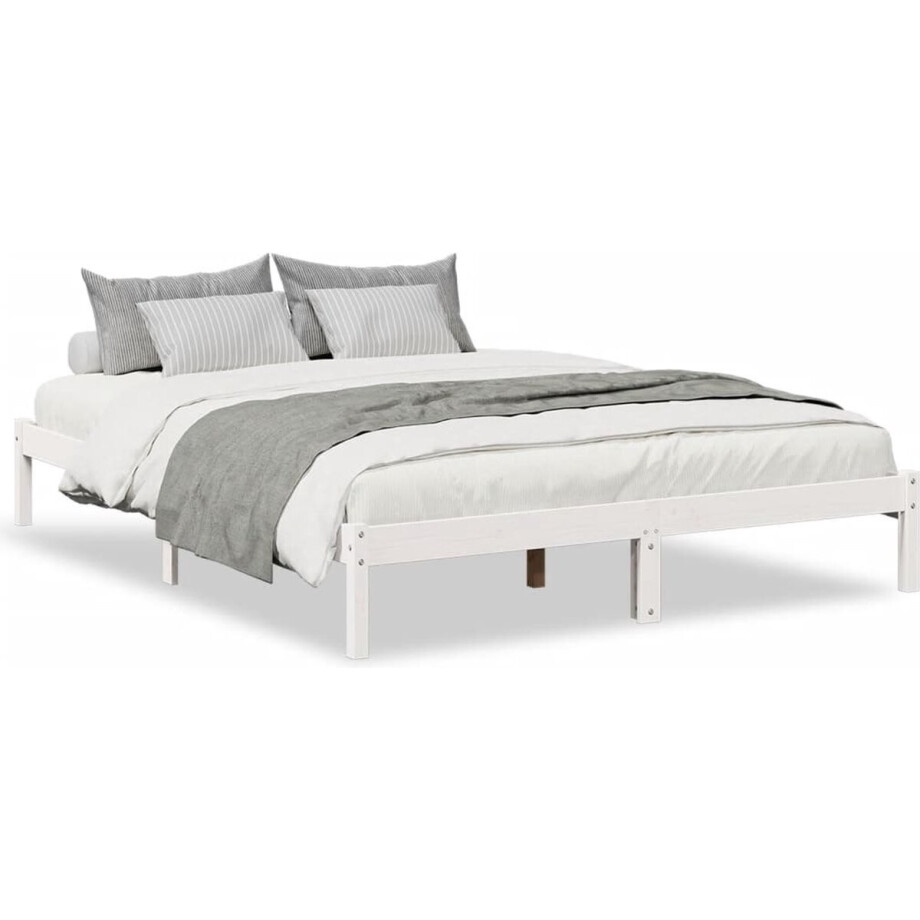 vidaXL - Bedframe - extra - lang - zonder - matras - grenenhout - wit - 160x210 - cm vidaXL - Bedframe - extra - lang - zonder - matras - grenenhout - wit - 160x210 - cm afbeelding 1