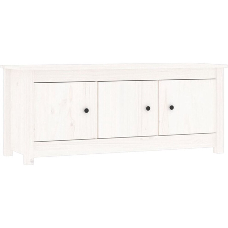 vidaXL - Schoenenkast - 110x38x45,5 - cm - massief - grenenhout - wit vidaXL - Schoenenkast - 110x38x45,5 - cm - massief - grenenhout - wit afbeelding 1