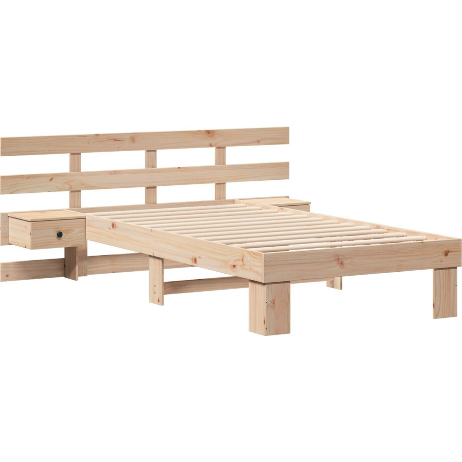 vidaXL - Bedframe - met - hoofdeinde - Bruin - 75 - x - 190 - cm - Massief - grenenhout afbeelding 1