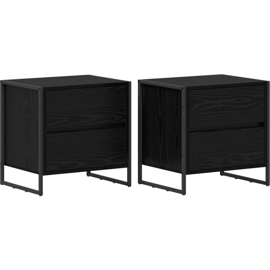 vidaXL - Nachtkastje - 2 - pcs - Zwart - Eiken - 50 - x - 39.5 - x - 50 - cm - Bewerkt - hout vidaXL - Nachtkastje - 2 - pcs - Zwart - Eiken - 50 - x - 39.5 - x - 50 - cm - Bewerkt - hout afbeelding 1