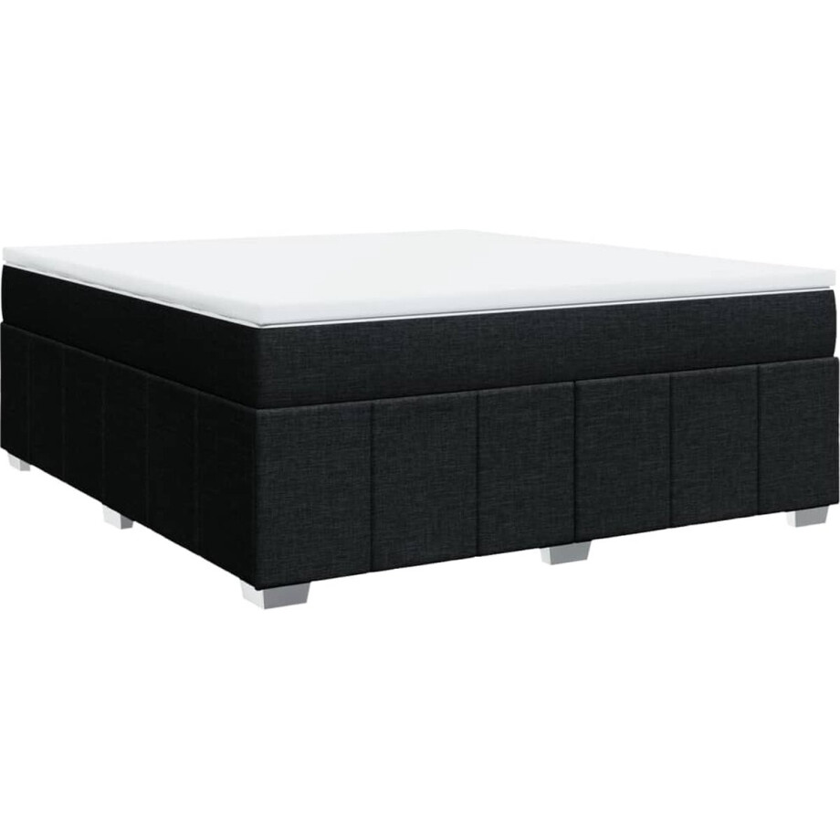 vidaXL - Boxspring - met - matras - stof - zwart - 180x200 - cm afbeelding 1
