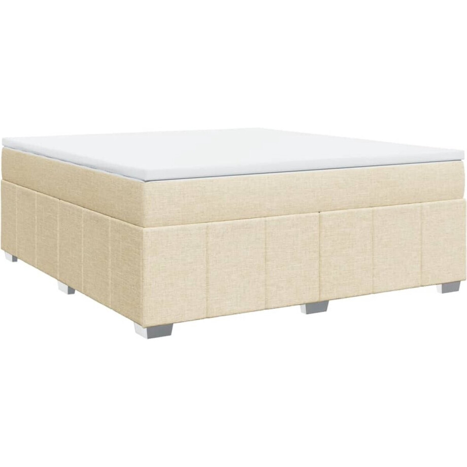 vidaXL - Boxspring - met - matras - stof - crèmekleurig - 180x200 - cm afbeelding 1
