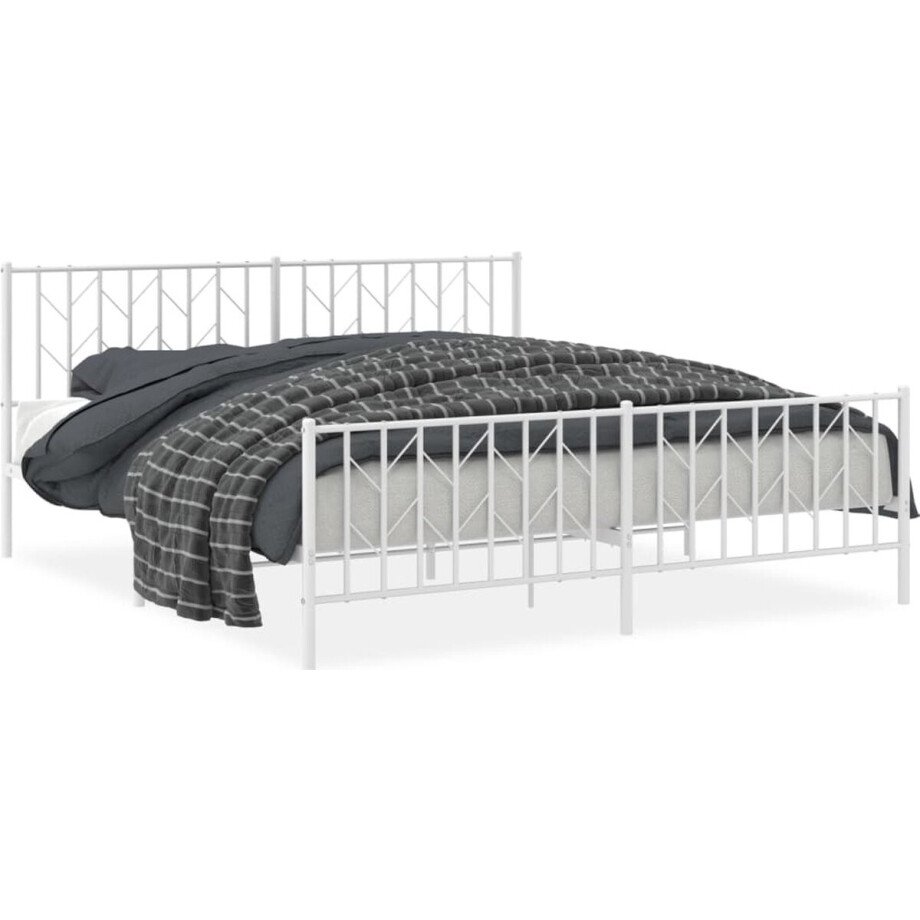 vidaXL - Bedframe - met - hoofd- - en - voeteneinde metaal - wit - 183x213 - cm vidaXL - Bedframe - met - hoofd- - en - voeteneinde metaal - wit - 183x213 - cm afbeelding 1