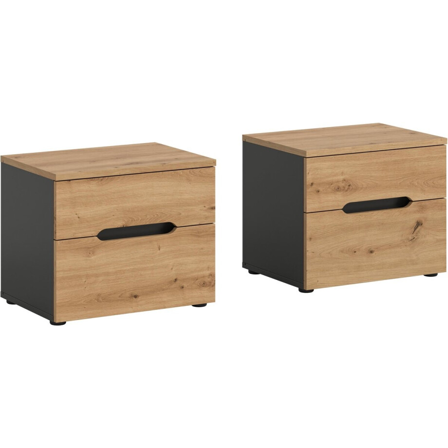 Nachtkasten Set van 2 - Basaltgrijs Artisan - Stijlvolle Opbergoplossing - 50x42x37cm afbeelding 1