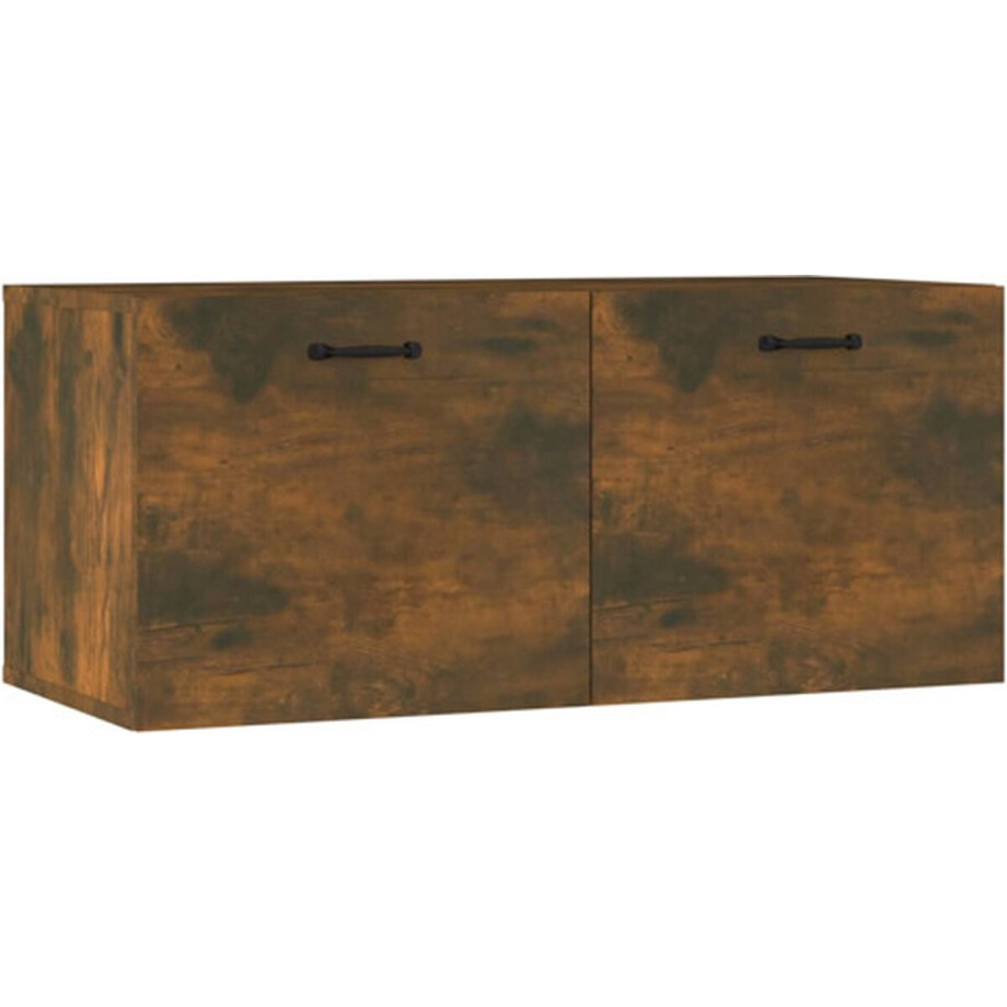 vidaXL - Wandkast - 80x35x36,5 - cm - bewerkt - hout - gerookt - eikenkleurig afbeelding 1
