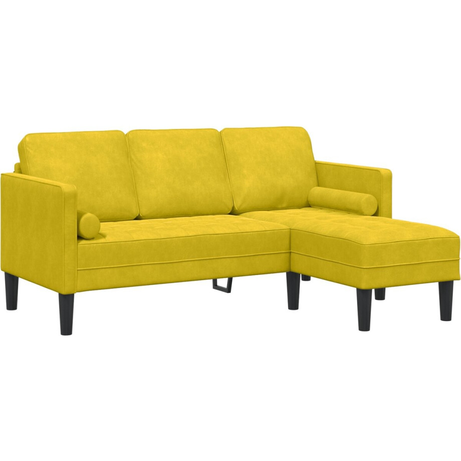 vidaXL - Bankstel - met - kussen - Geel - Polyester vidaXL - Bankstel - met - kussen - Geel - Polyester afbeelding 1