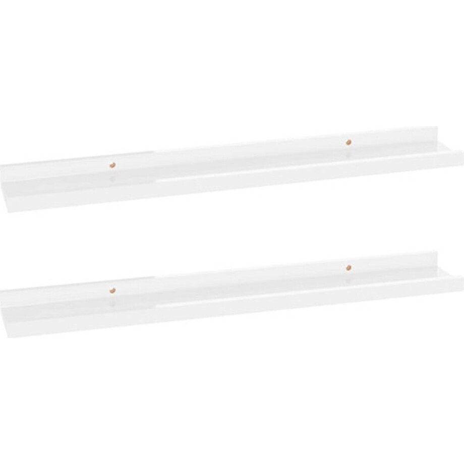 vidaXL - Wandschappen - 2 - st - 60x9x3 - cm - hoogglans - wit afbeelding 1