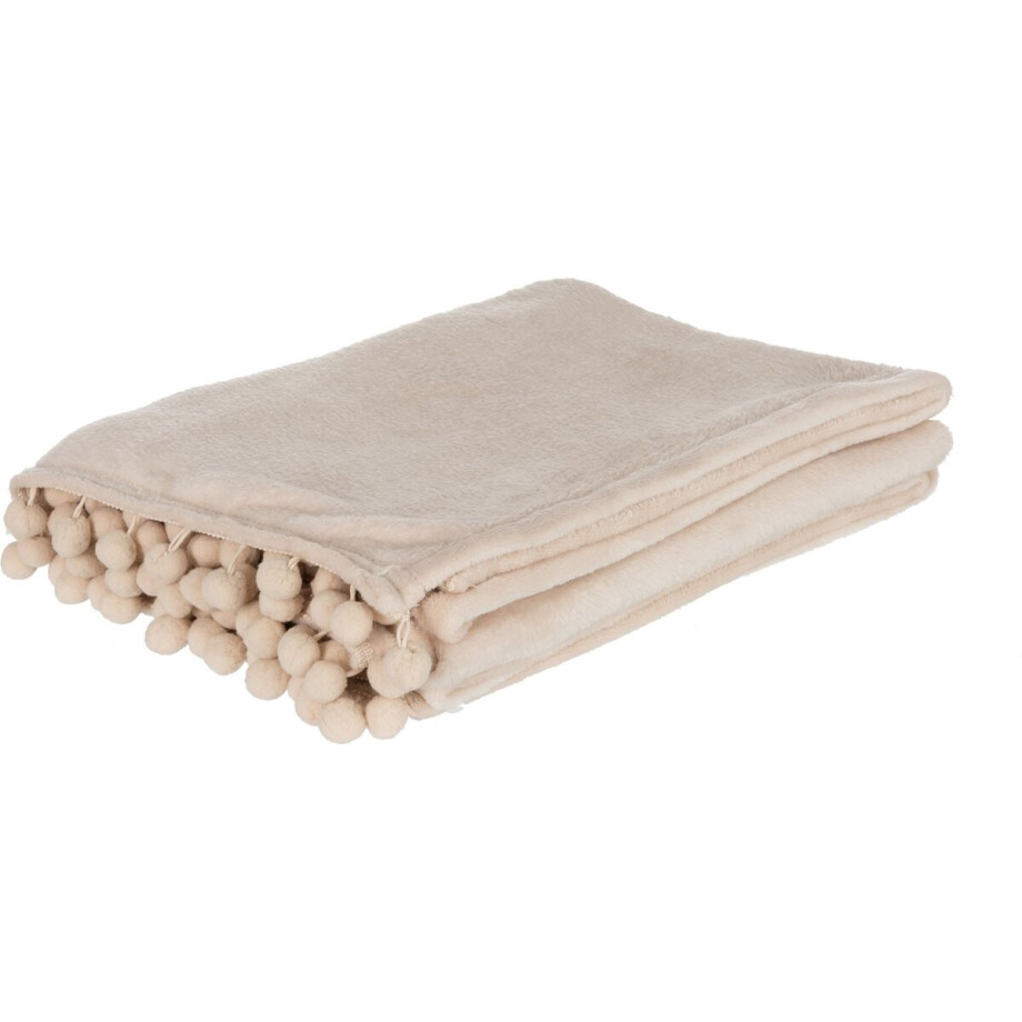 J-Line - Plaid Mini Pompoms - Beige J-Line - Plaid Mini Pompoms - Beige afbeelding 1