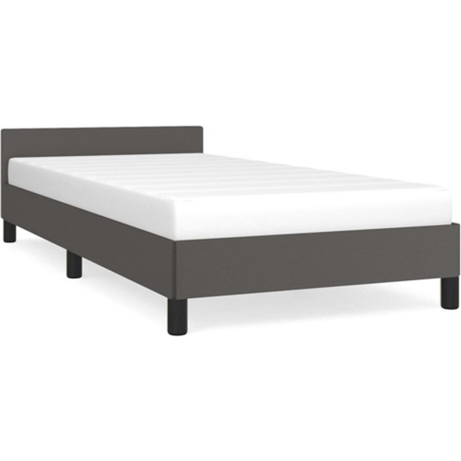 vidaXL - Bedframe - met - hoofdeinde - zonder - matras - 100x200 - cm - grijs afbeelding 1