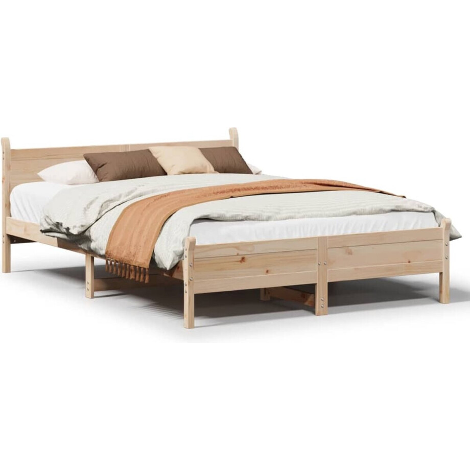 vidaXL - Bedframe - zonder - matras - massief - grenenhout - 135x190 - cm afbeelding 1