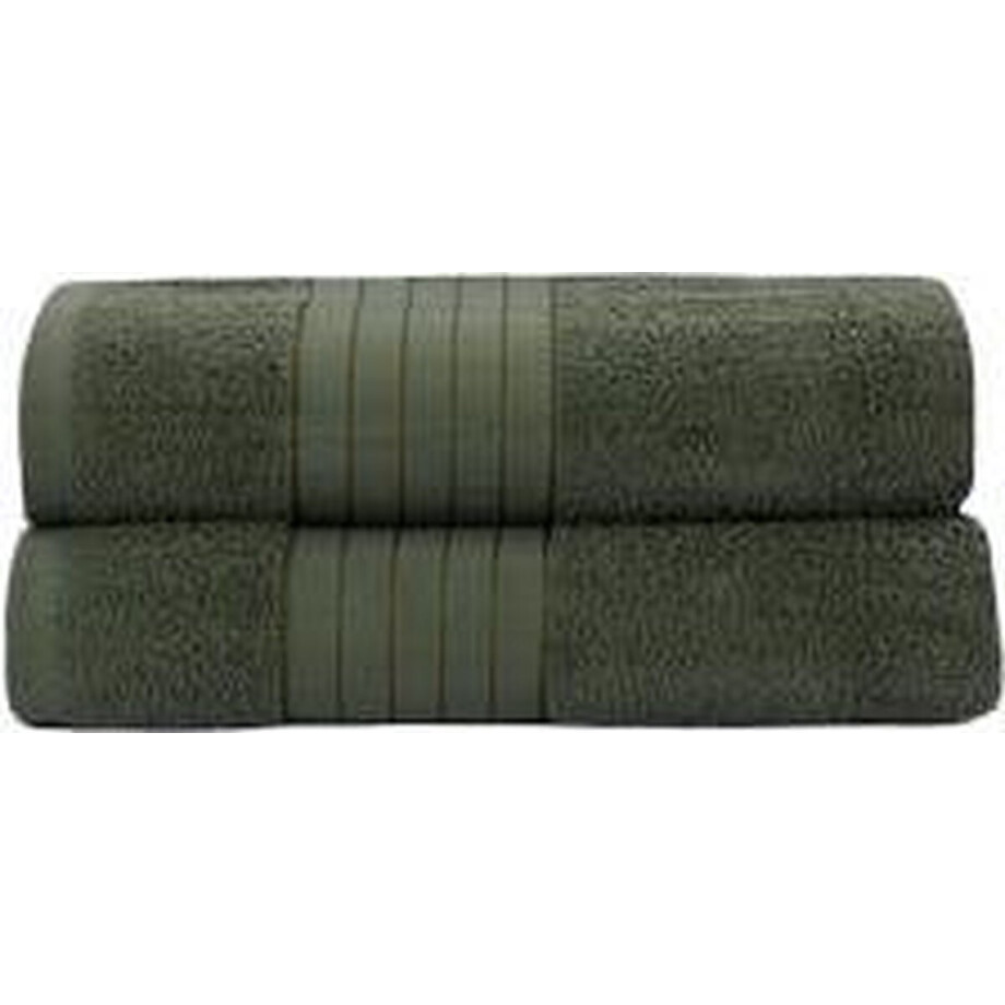 Good Morning Handdoeken set van 2 "Uni" - Groen - (70x140 cm) - Katoen Good Morning Handdoeken set van 2 "Uni" - Groen - (70x140 cm) - Katoen afbeelding 1