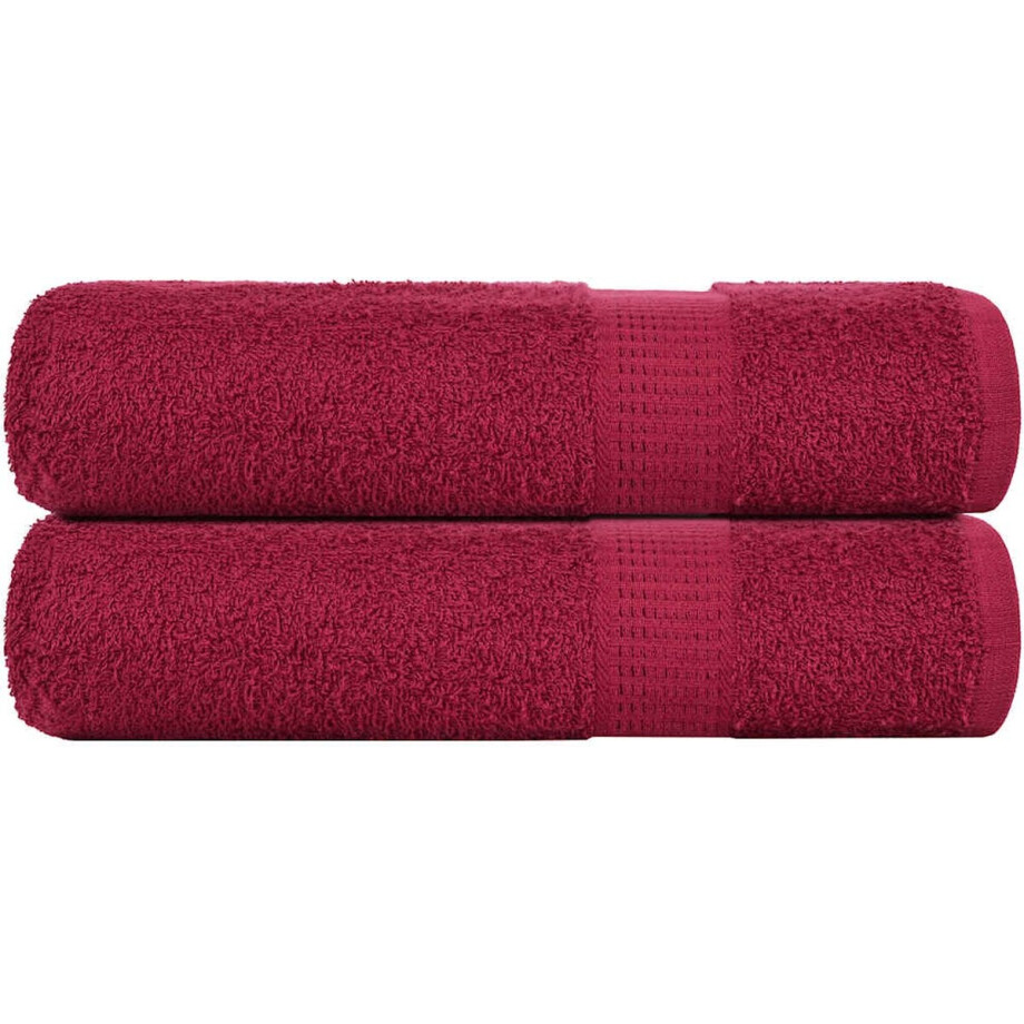 vidaXL - Douchehanddoeken - 2 - st - 70x140cm - 360g/m² - 100% - katoen - bordeauxrood vidaXL - Douchehanddoeken - 2 - st - 70x140cm - 360g/m² - 100% - katoen - bordeauxrood afbeelding 1