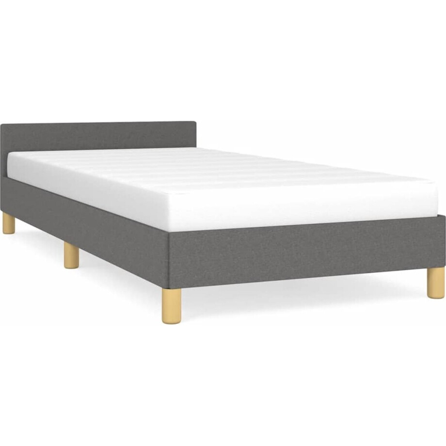 vidaXL - Bedframe - zonder - matras - 90x190 - cm - stof - donkergrijs afbeelding 1
