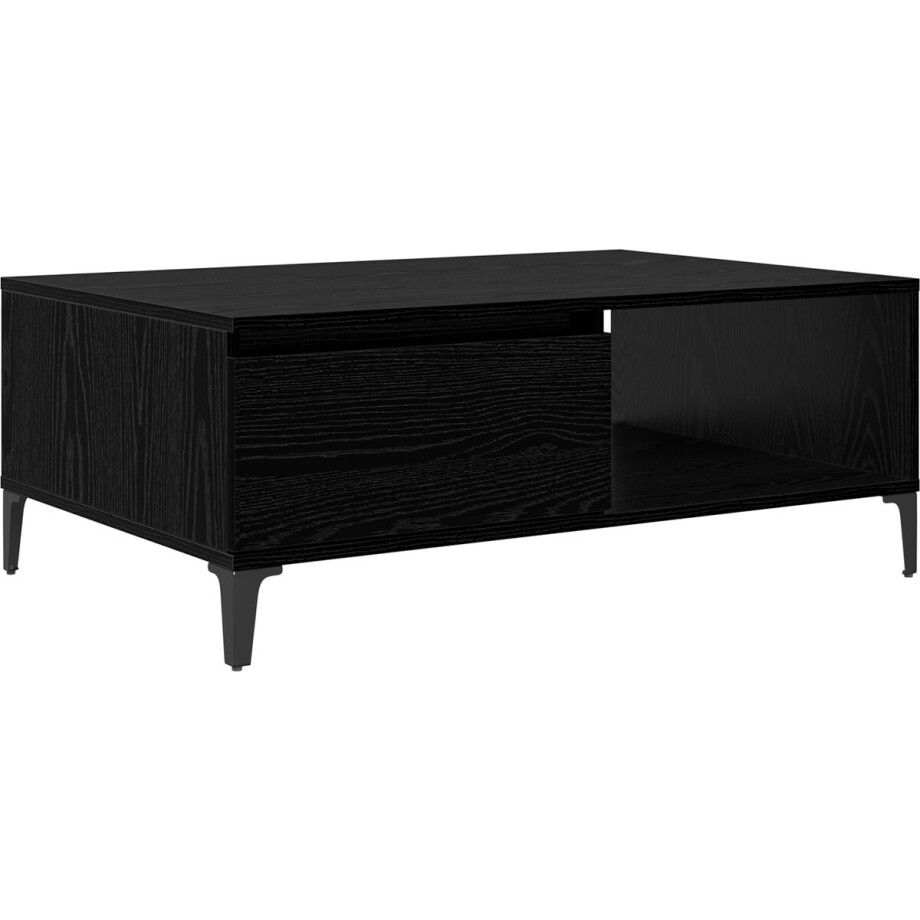 vidaXL - Salontafel - Zwart - eiken - 90 - x - 60 - x - 35 - cm - Bewerkt - hout afbeelding 1
