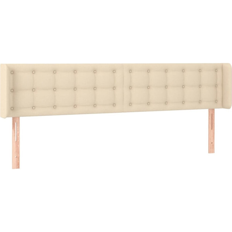 vidaXL - Hoofdbord - met - randen - 163x16x78/88 - cm - stof - crèmekleurig afbeelding 1