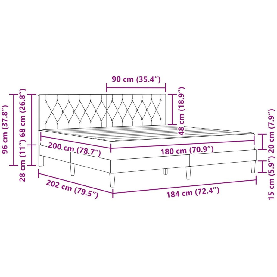 vidaXL - Bedframe - met - matras - met - hoofdeinde - Zwart - 180 - x - 200 - cm - Fluweel vidaXL - Bedframe - met - matras - met - hoofdeinde - Zwart - 180 - x - 200 - cm - Fluweel afbeelding 1