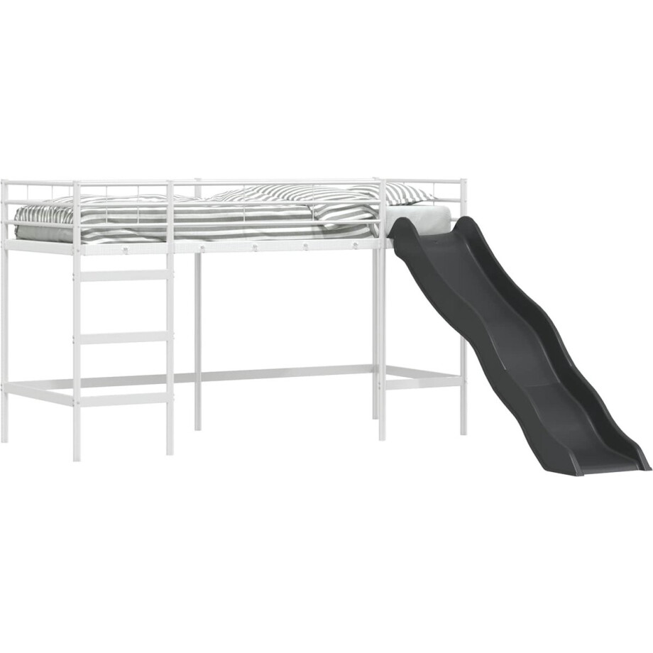 vidaXL - Kinderen - Loft - Bed - Frame - met - Glijbaan - Wit - en - Antraciet vidaXL - Kinderen - Loft - Bed - Frame - met - Glijbaan - Wit - en - Antraciet afbeelding 1