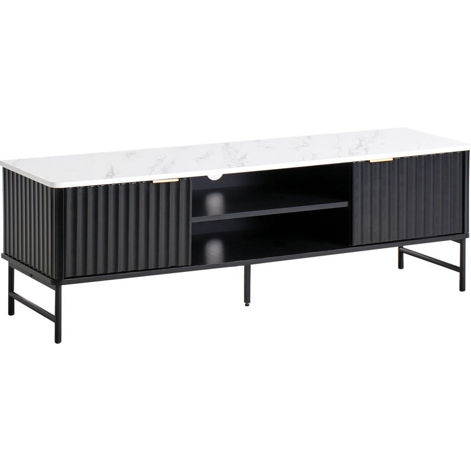 BELIANI GLASTONBURY - TV-meubel - Zwart/Marmer - 140 x 40 cm - MDF BELIANI GLASTONBURY - TV-meubel - Zwart/Marmer - 140 x 40 cm - MDF afbeelding 1
