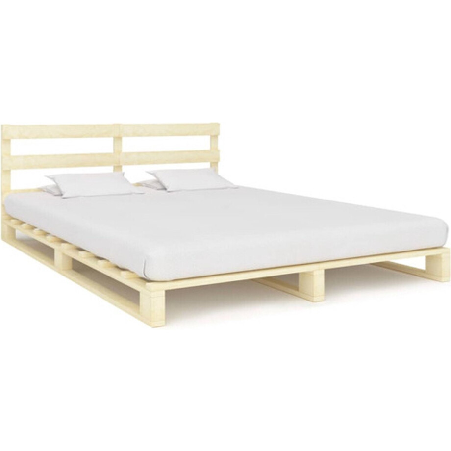 vidaXL - Bedframe - pallet - massief - grenenhout - 200x200 - cm afbeelding 1