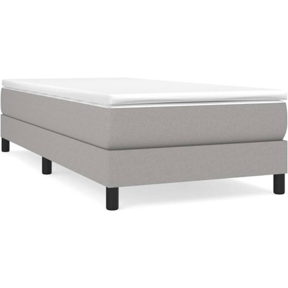 vidaXL - Boxspring - bed - 90x200 - cm - stof - lichtgrijs afbeelding 1