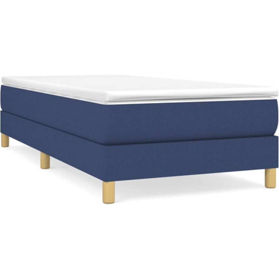 vidaXL - Boxspring - bed - 90x190 - cm - stof - blauw afbeelding 1