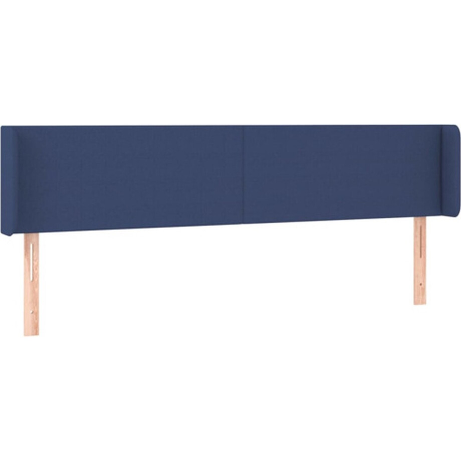 vidaXL - Hoofdbord - met - randen - 203x16x78/88 - cm - stof - blauw afbeelding 1
