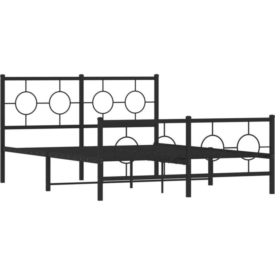 vidaXL - Bedframe - met - hoofd- - en - voeteneinde - metaal - zwart - 140x200 - cm afbeelding 1