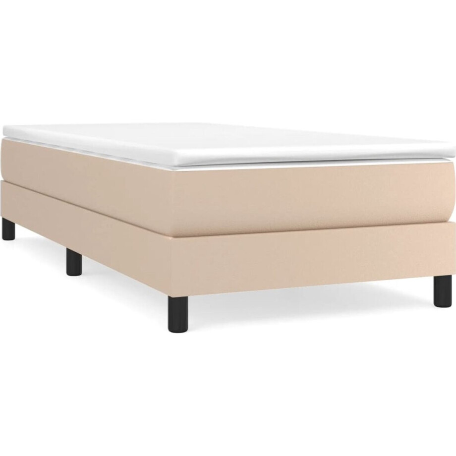 vidaXL - Boxspring - bed - kunstleer - cappuccinokleurig - 90x200 - cm vidaXL - Boxspring - bed - kunstleer - cappuccinokleurig - 90x200 - cm afbeelding 1