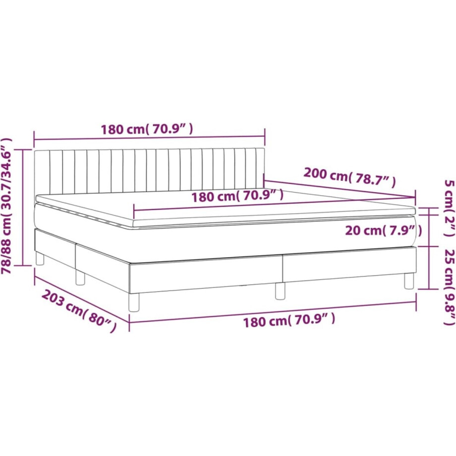 vidaXL - Boxspring - met - matras - stof - donkergrijs - 180x200 - cm vidaXL - Boxspring - met - matras - stof - donkergrijs - 180x200 - cm afbeelding 1