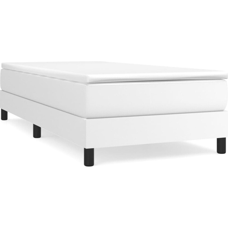 vidaXL - Boxspring - bed - kunstleer - wit - 80x200 - cm vidaXL - Boxspring - bed - kunstleer - wit - 80x200 - cm afbeelding 1