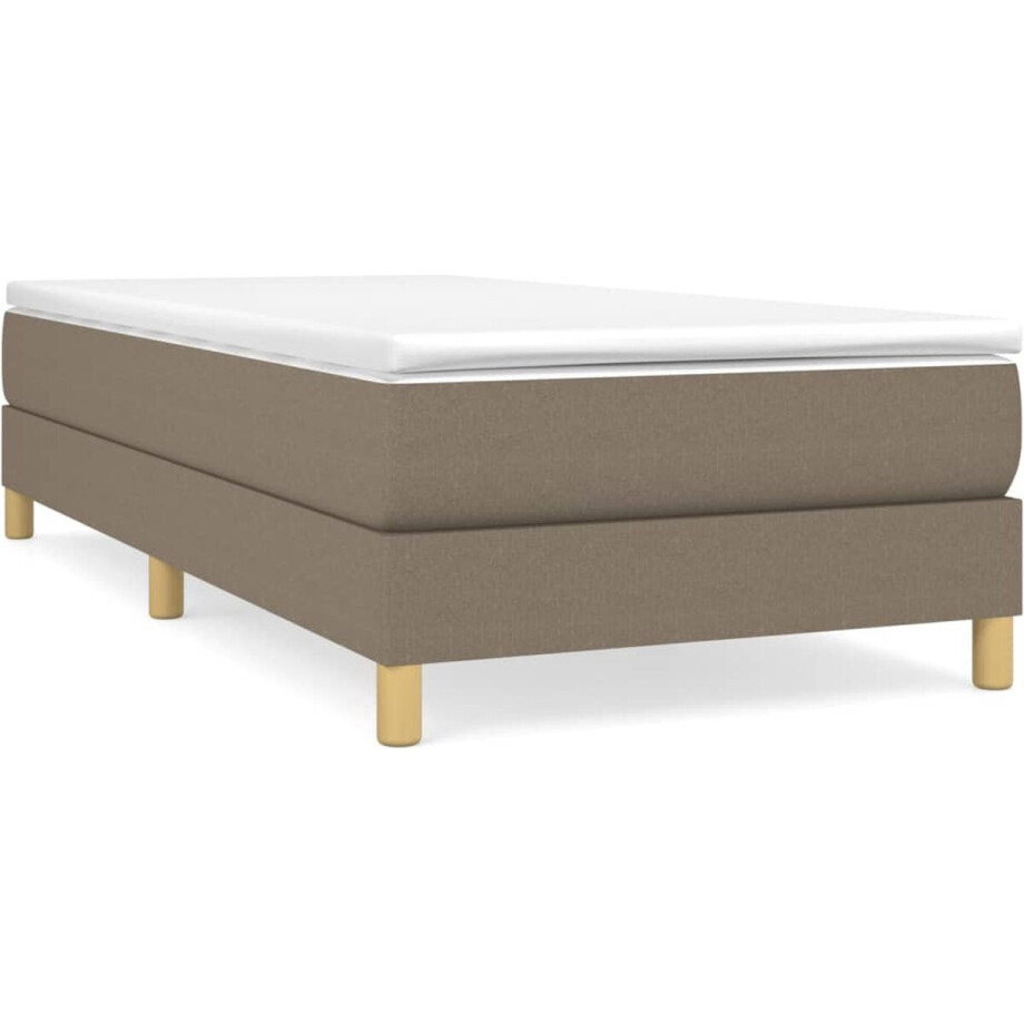 vidaXL - Boxspring - met - matras - stof - taupe - 90x200 - cm afbeelding 1