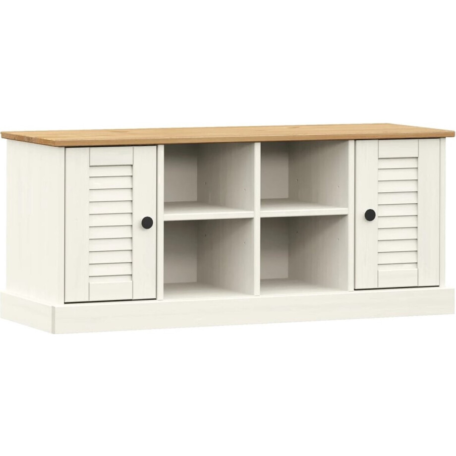 vidaXL - Schoenenbank - VIGO - 106x35x40 - cm - massief - grenenhout - wit afbeelding 1