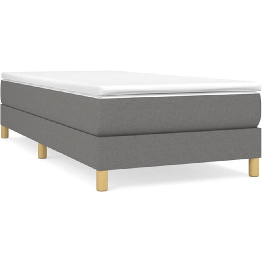vidaXL - Boxspring - bed - 80x200 - cm - stof - donkergrijs vidaXL - Boxspring - bed - 80x200 - cm - stof - donkergrijs afbeelding 1