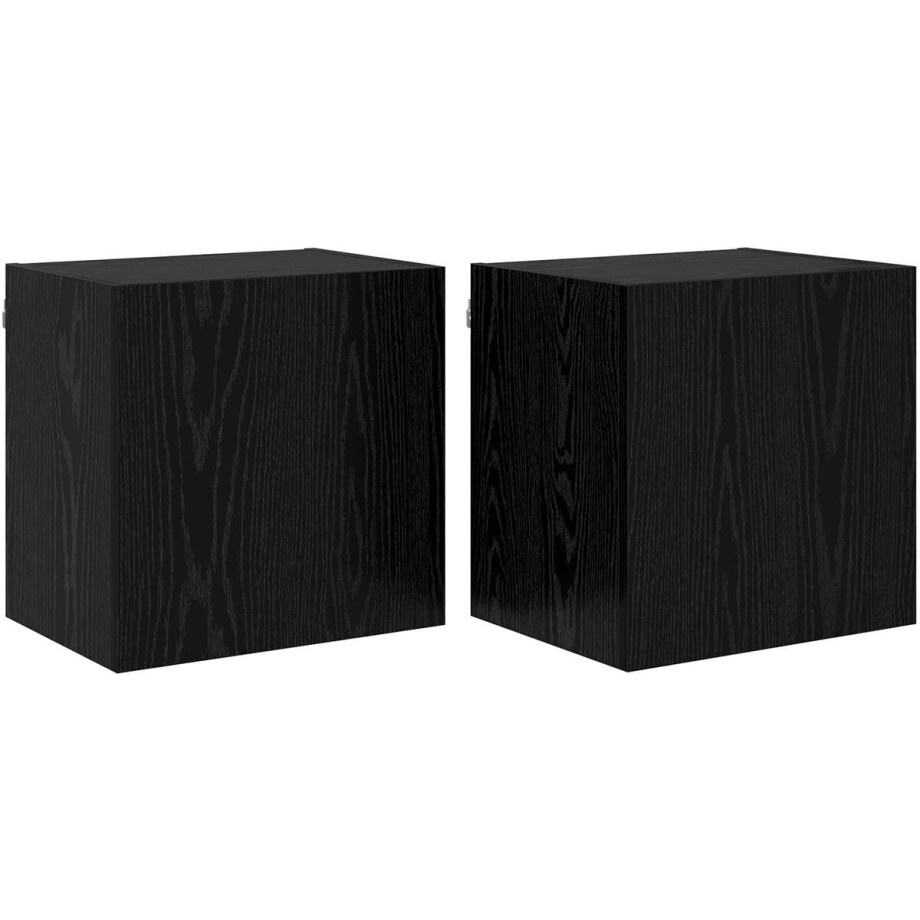 vidaXL - TV - Wandkasten - 2 - pcs - Zwart - Eiken - 40,5x30x40cm - Bewerkt - hout afbeelding 1