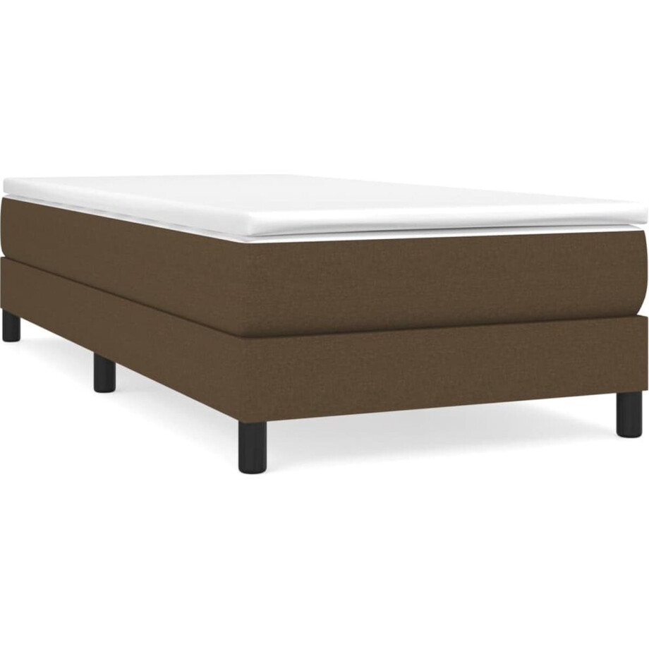 vidaXL - Boxspring - met - matras - stof - donkerbruin - 90x200 - cm vidaXL - Boxspring - met - matras - stof - donkerbruin - 90x200 - cm afbeelding 1