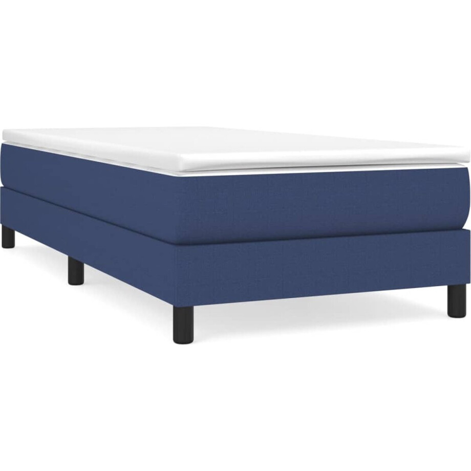 vidaXL - Boxspring - met - matras - stof - blauw - 100x200 - cm afbeelding 1