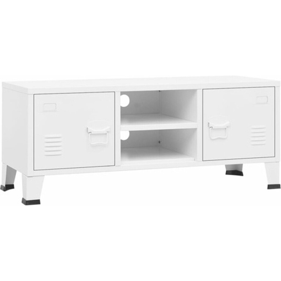 vidaXL - Tv-meubel - industrieel - 105x35x42 - cm - metaal - wit afbeelding 1
