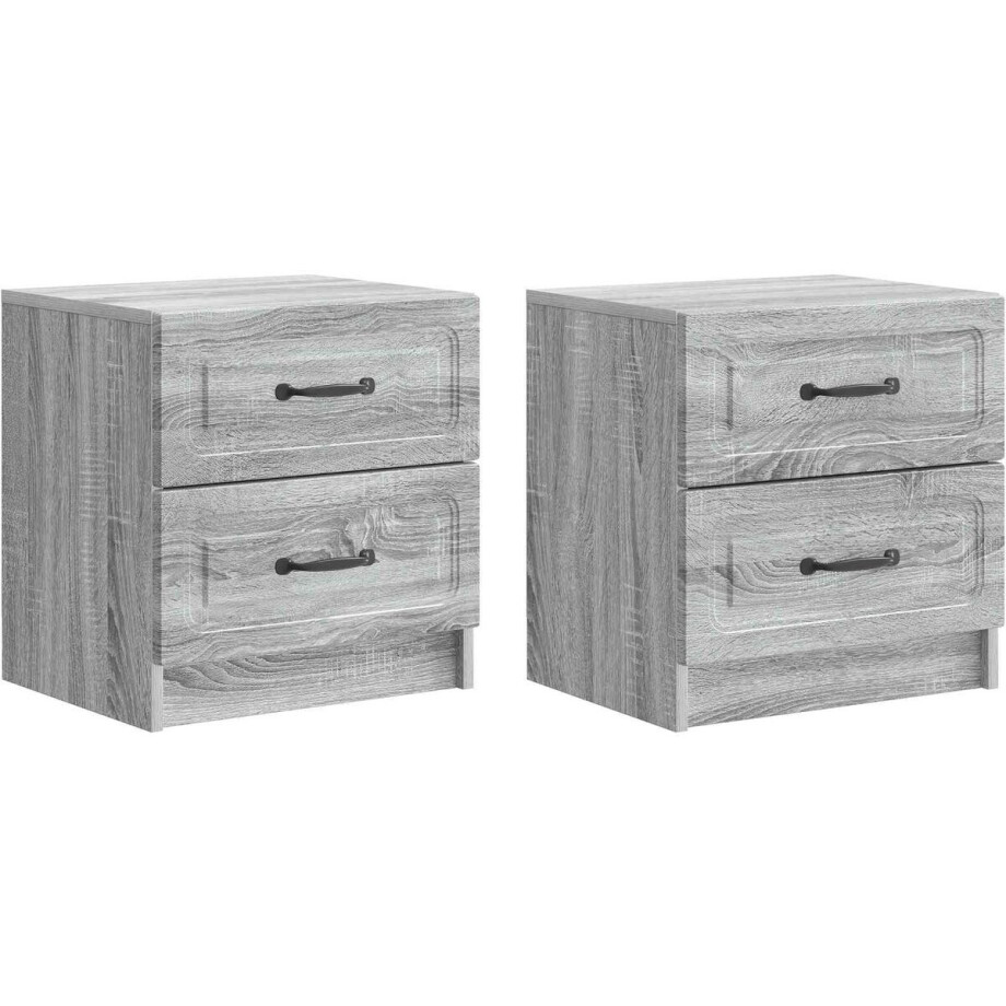 vidaXL - Nachtkastje - 2 - pcs - Grijs - sonoma - 43 - x - 34,5 - x - 44,5 - cm - Bewerkt - hout afbeelding 1