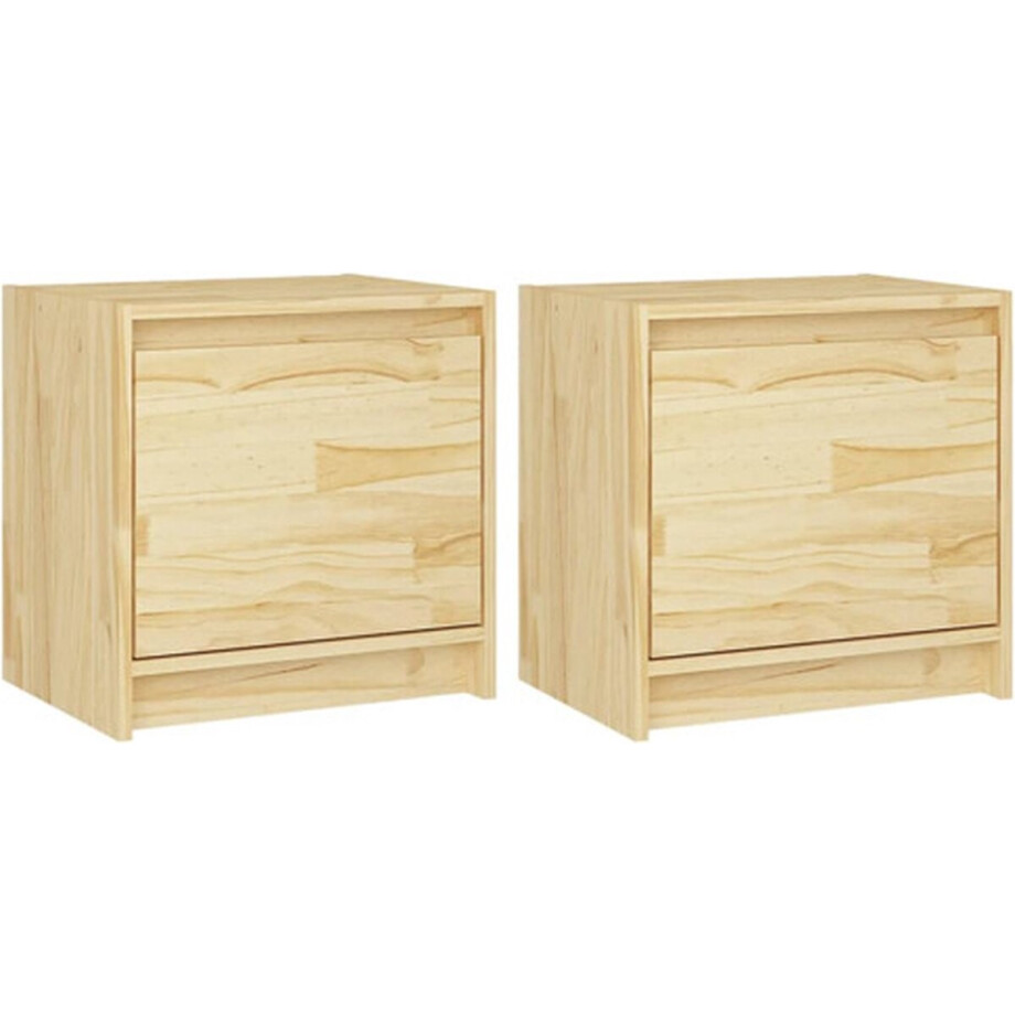 vidaXL - Nachtkastjes - 2 - st - 40x30,5x40 - cm - massief - grenenhout afbeelding 1