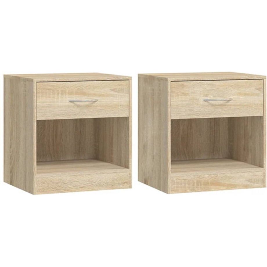 vidaXL - Nachtkastje - met - lade - eikenkleur - 2 - st vidaXL - Nachtkastje - met - lade - eikenkleur - 2 - st afbeelding 1