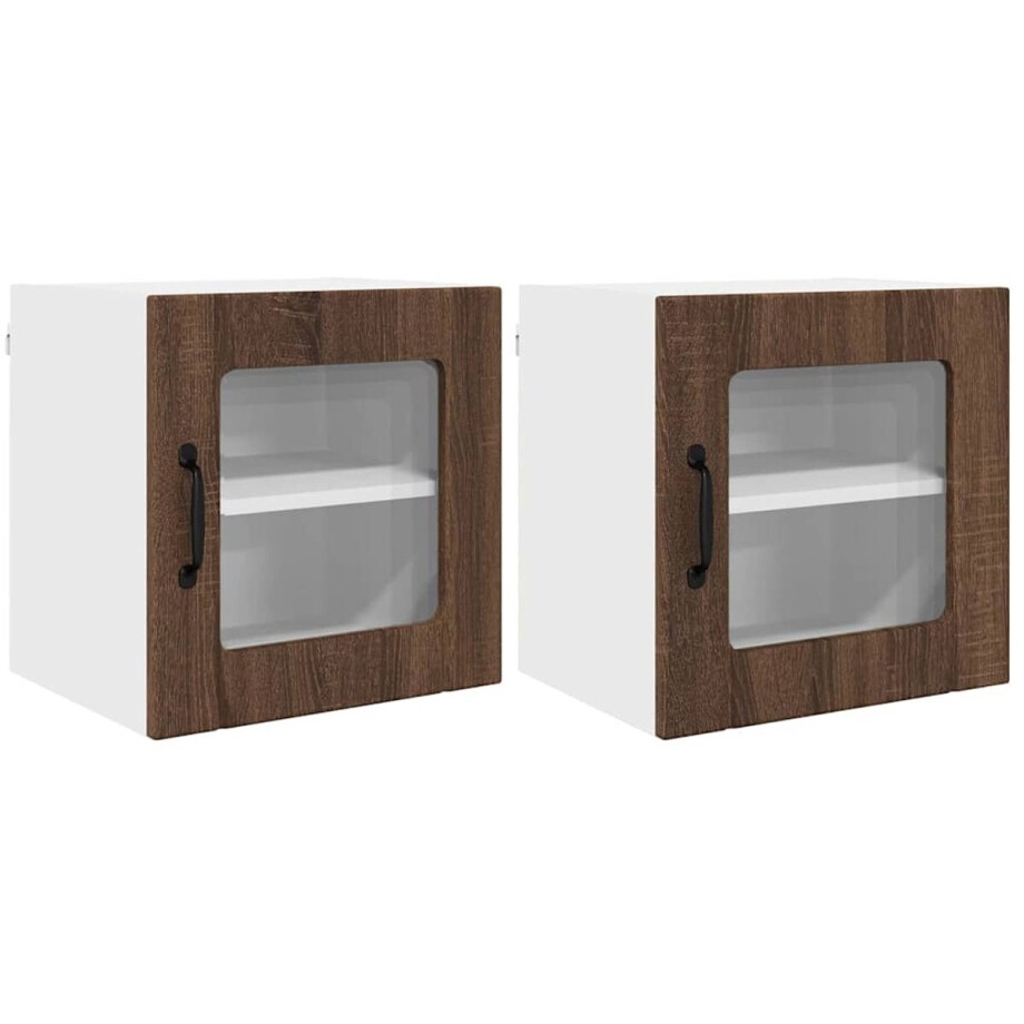 vidaXL - Keuken - Kast - 2 - pcs - Bruin - Eiken - 40 - x - 31 - x - 40 - cm - Bewerkt - hout afbeelding 1