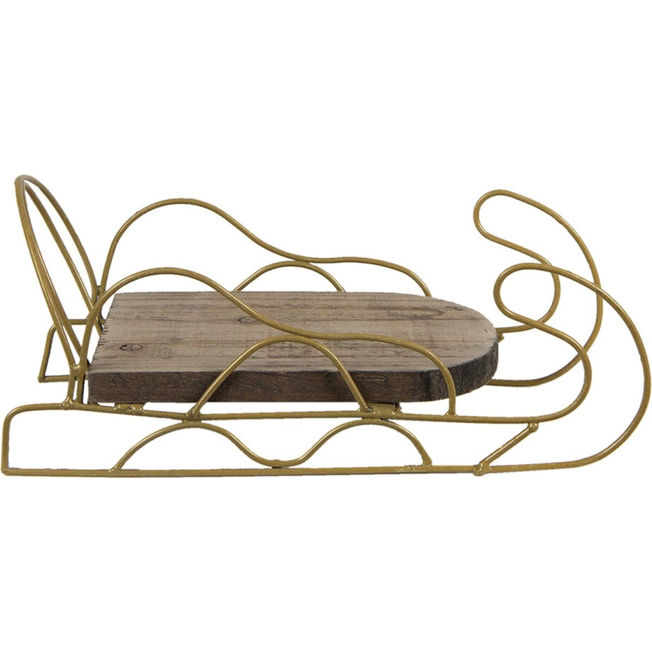 Clayre & Eef Kerstdecoratie Slee 26x13x12 cm Bruin Hout afbeelding 1