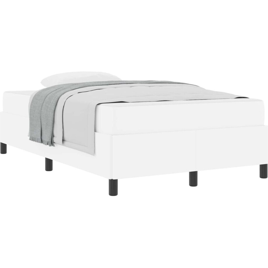 vidaXL - Bedframe - met - matras - Wit - 120 - x - 190 - cm - Stof afbeelding 1