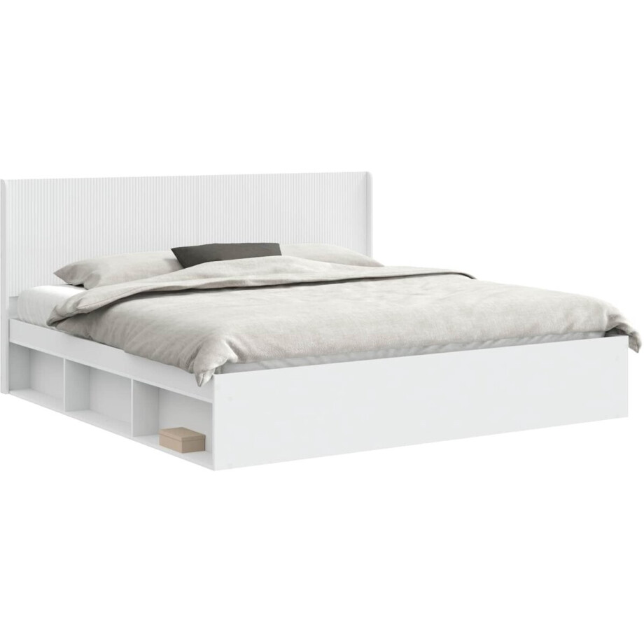 vidaXL - Bedframe - met - opbergruimte - en - hoofdbord - 2 - st - Bewerkt - hout afbeelding 1