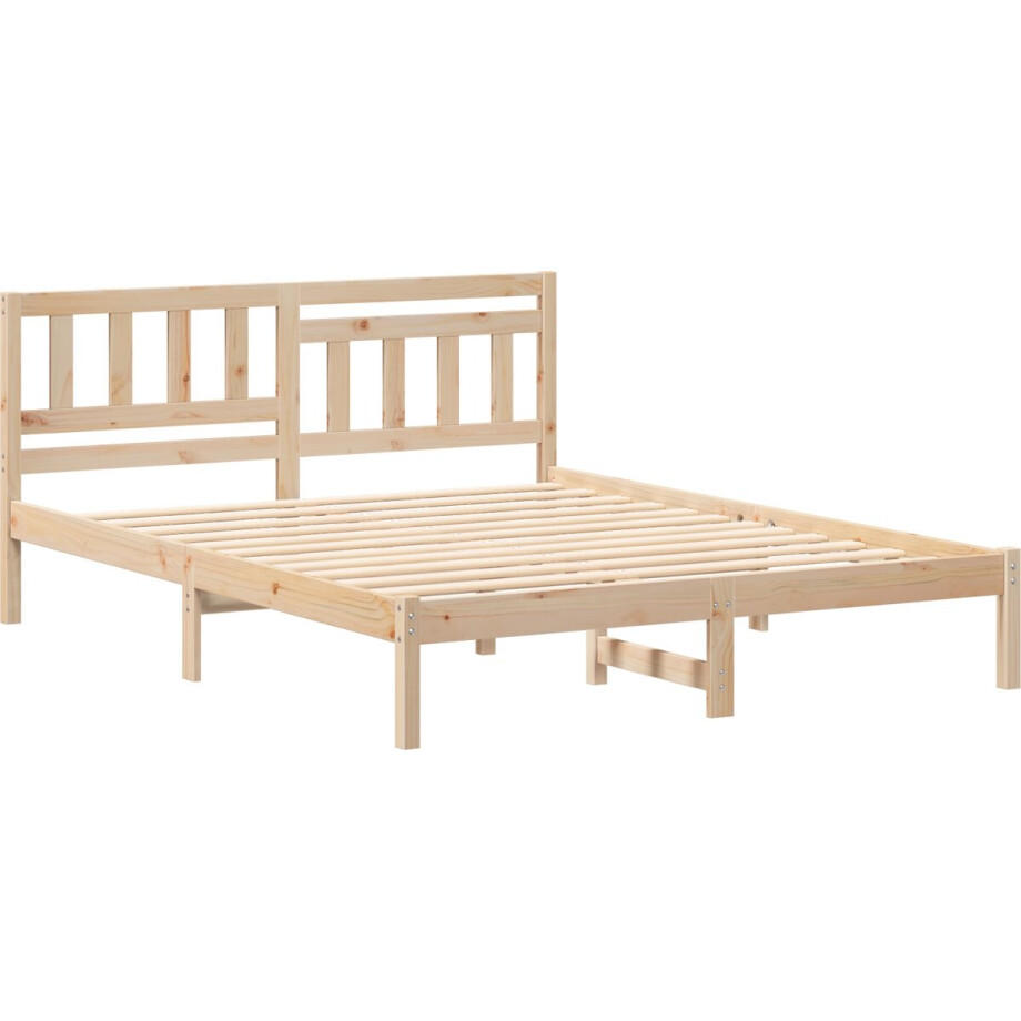 vidaXL - Bedframe - met - hoofdeinde - Bruin - 160 - x - 200 - cm - Massief - grenenhout afbeelding 1