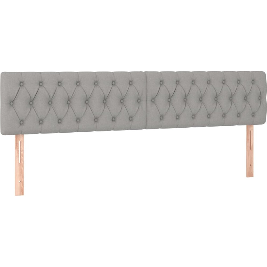 vidaXL - Hoofdborden - 200x7x78/88 - cm - stof - lichtgrijs afbeelding 1