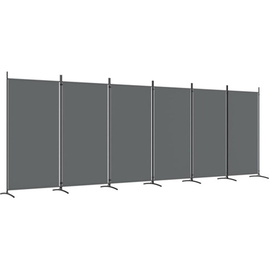 vidaXL - Kamerscherm - met - 6 - panelen - 520x180 - cm - stof - antracietkleurig vidaXL - Kamerscherm - met - 6 - panelen - 520x180 - cm - stof - antracietkleurig afbeelding 1