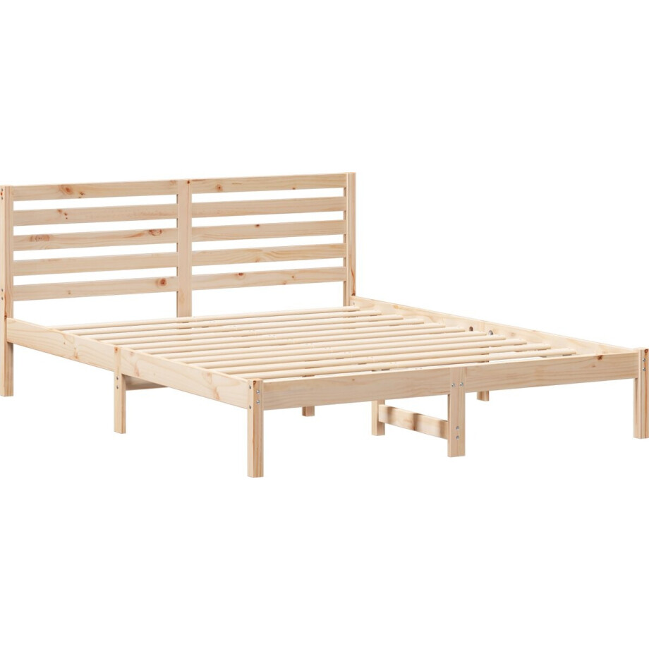 vidaXL - Bedframe - met - hoofdeinde - Bruin - 140 - x - 200 - cm - Massief - grenenhout afbeelding 1
